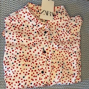 SOLD Zara Hearts Oversize Shirt (New w Tags) ❤️🖤